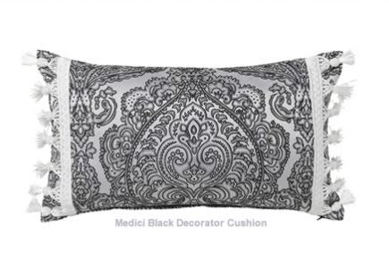 Medici Black Brunch Cushion (Filled) by Davinci