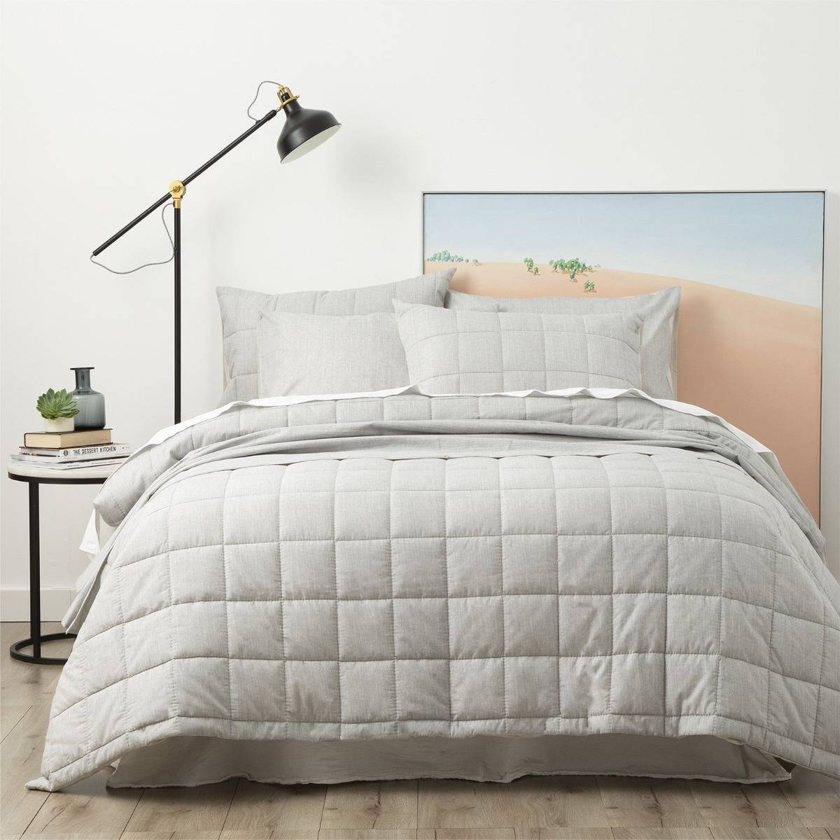 Park Avenue Paradis CHARCOAL Washed Chambray Quilted Quilt Cover Set