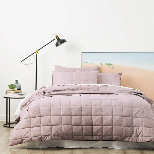 Park Avenue Paradis PLUM Washed Chambray Quilted Quilt Cover