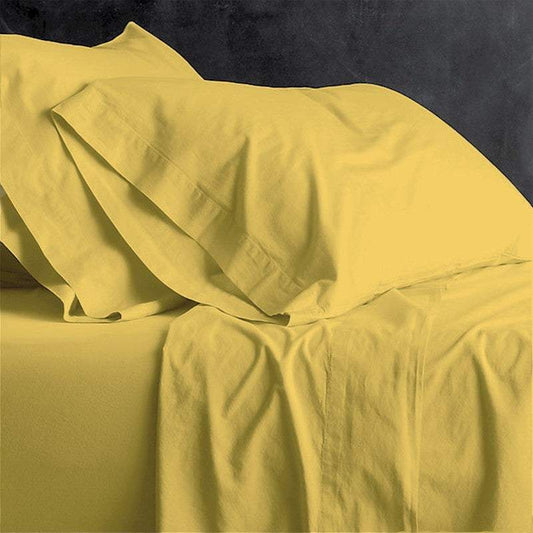 Park Avenue European Vintage MISTED YELLOW Washed Cotton Sheet Sets