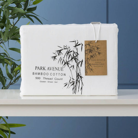 Park Avenue 500 Thread Count White Natural Bamboo Cotton Sheet Sets