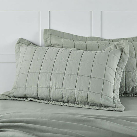 Abbotson Pistachio Linen Quilted European Pillowcase by Sheridan