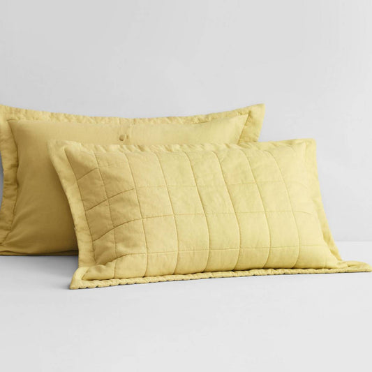 Abbotson Chartreuse Linen Quilted Standard Pillowcase by Sheridan