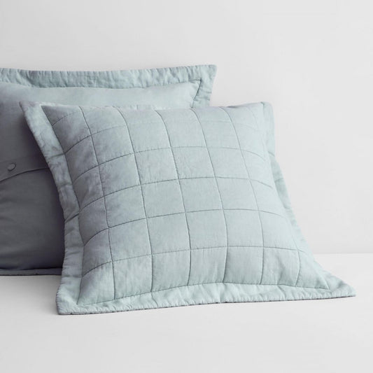 Abbotson Mint Frost Linen Quilted Standard Pillowcase by Sheridan