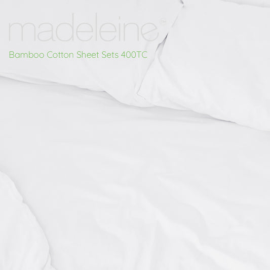 Madeleine Hotel Linen Bamboo Cotton Sheets Set - White