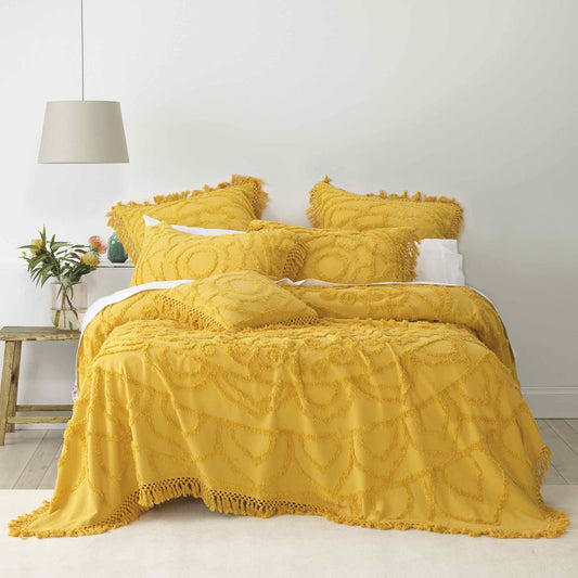 Santorini Bedspread Set Range Mustard by Bianca